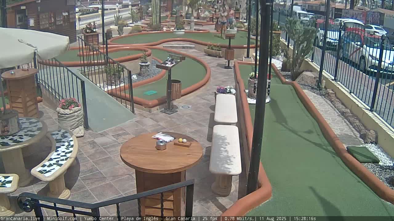 Gran Canaria, Yumbo Centrum Shopping Mall Mini Golf Field Live Cam - Playa del Inglés, San Bartolomé de Tirajana, Gran Canaria, Canary Islands (Canarias), Spain