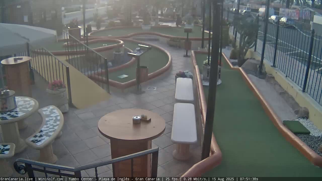 Gran Canaria, Yumbo Centrum Shopping Mall Mini Golf Field Live Cam - Playa del Inglés, San Bartolomé de Tirajana, Gran Canaria, Canary Islands (Canarias), Spain