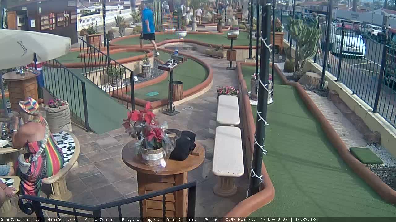 Gran Canaria, Yumbo Centrum Shopping Mall Mini Golf Field Live Cam - Playa del Inglés, San Bartolomé de Tirajana, Gran Canaria, Canary Islands (Canarias), Spain