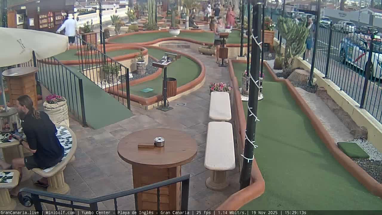Gran Canaria, Yumbo Centrum Shopping Mall Mini Golf Field Live Cam - Playa del Inglés, San Bartolomé de Tirajana, Gran Canaria, Canary Islands (Canarias), Spain