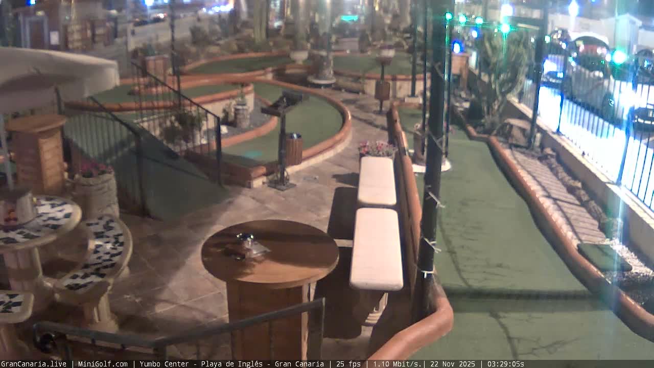 Gran Canaria, Yumbo Centrum Shopping Mall Mini Golf Field Live Cam - Playa del Inglés, San Bartolomé de Tirajana, Gran Canaria, Canary Islands (Canarias), Spain