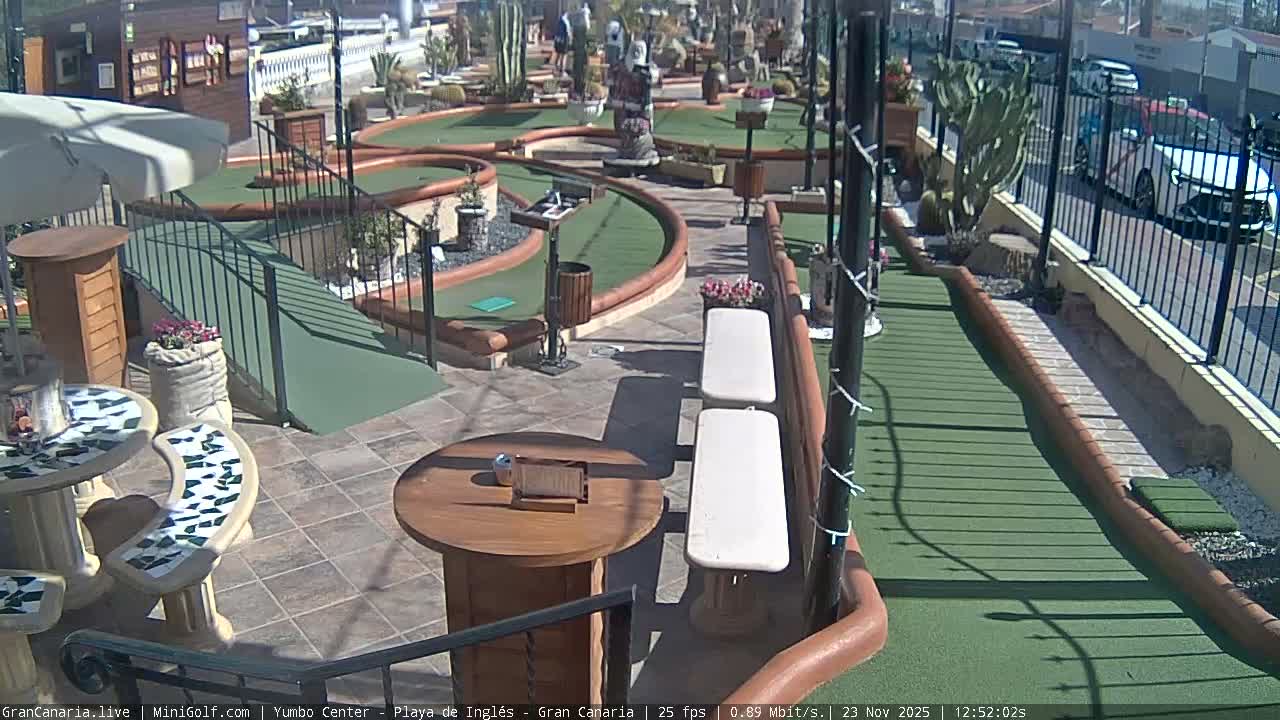 Gran Canaria, Yumbo Centrum Shopping Mall Mini Golf Field Live Cam - Playa del Inglés, San Bartolomé de Tirajana, Gran Canaria, Canary Islands (Canarias), Spain