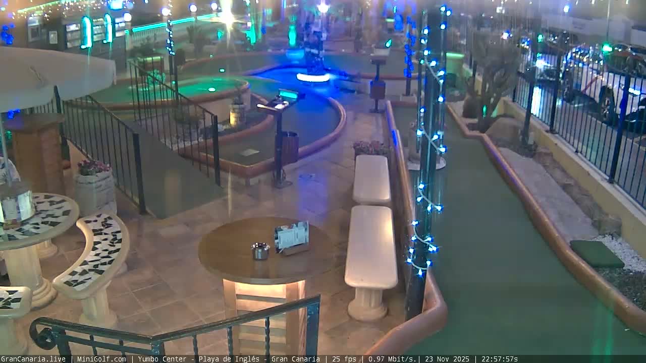 Gran Canaria, Yumbo Centrum Shopping Mall Mini Golf Field Live Cam - Playa del Inglés, San Bartolomé de Tirajana, Gran Canaria, Canary Islands (Canarias), Spain