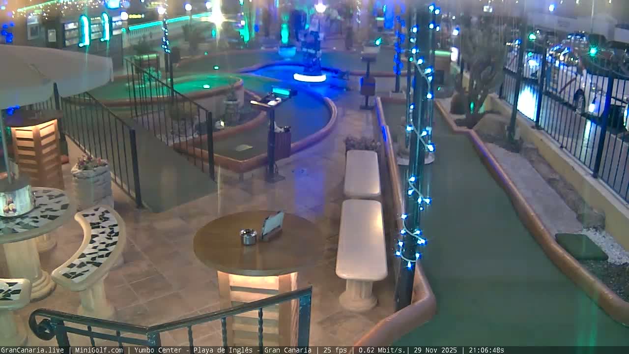 Gran Canaria, Yumbo Centrum Shopping Mall Mini Golf Field Live Cam - Playa del Inglés, San Bartolomé de Tirajana, Gran Canaria, Canary Islands (Canarias), Spain