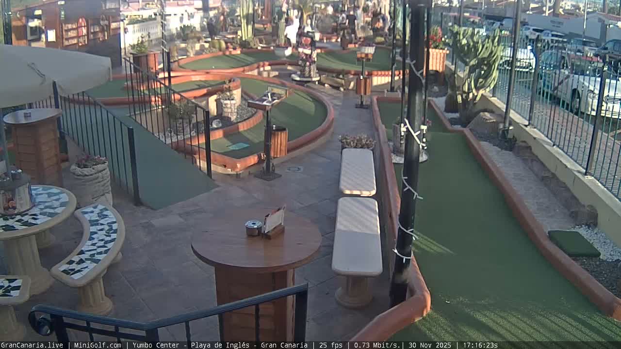 Gran Canaria, Yumbo Centrum Shopping Mall Mini Golf Field Live Cam - Playa del Inglés, San Bartolomé de Tirajana, Gran Canaria, Canary Islands (Canarias), Spain