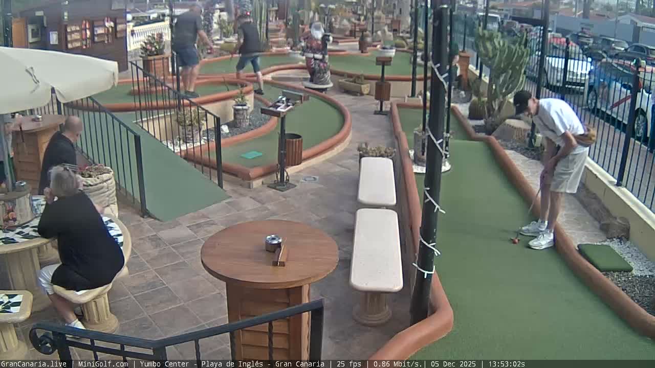 Gran Canaria, Yumbo Centrum Shopping Mall Mini Golf Field Live Cam - Playa del Inglés, San Bartolomé de Tirajana, Gran Canaria, Canary Islands (Canarias), Spain