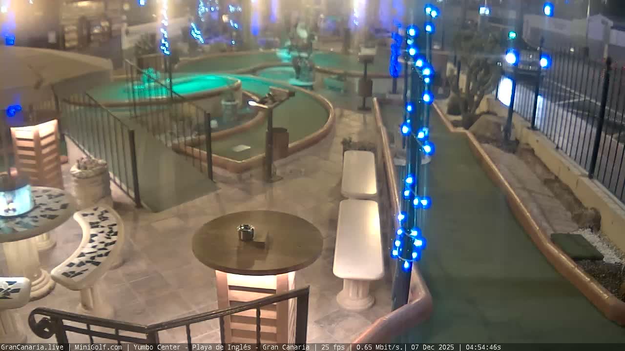 Gran Canaria, Yumbo Centrum Shopping Mall Mini Golf Field Live Cam - Playa del Inglés, San Bartolomé de Tirajana, Gran Canaria, Canary Islands (Canarias), Spain