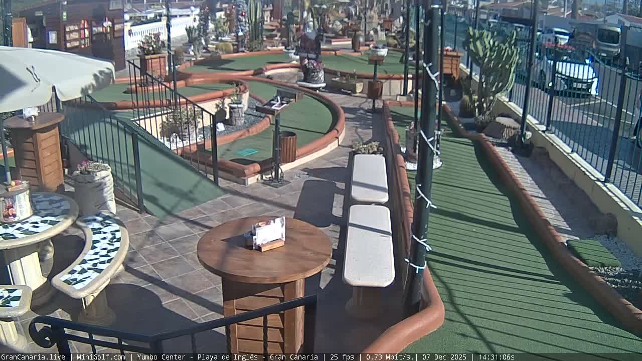 Gran Canaria, Yumbo Centrum Shopping Mall Mini Golf Field Live Cam - Playa del Inglés, San Bartolomé de Tirajana, Gran Canaria, Canary Islands (Canarias), Spain