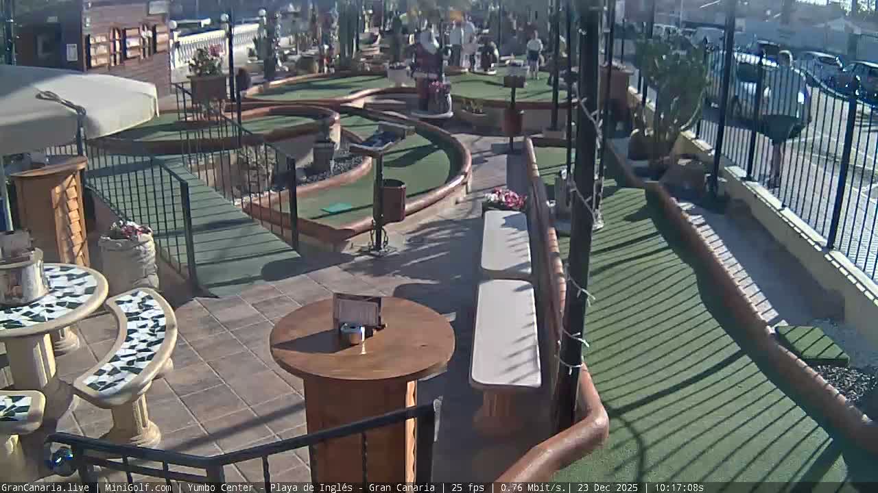 Gran Canaria, Yumbo Centrum Shopping Mall Mini Golf Field Live Cam - Playa del Inglés, San Bartolomé de Tirajana, Gran Canaria, Canary Islands (Canarias), Spain
