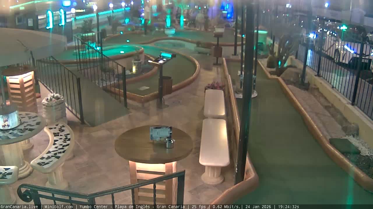 Gran Canaria, Yumbo Centrum Shopping Mall Mini Golf Field Live Cam - Playa del Inglés, San Bartolomé de Tirajana, Gran Canaria, Canary Islands (Canarias), Spain