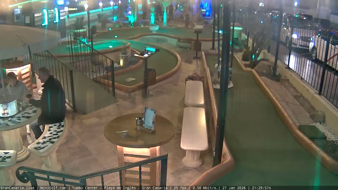 Gran Canaria, Yumbo Centrum Shopping Mall Mini Golf Field Live Cam - Playa del Inglés, San Bartolomé de Tirajana, Gran Canaria, Canary Islands (Canarias), Spain