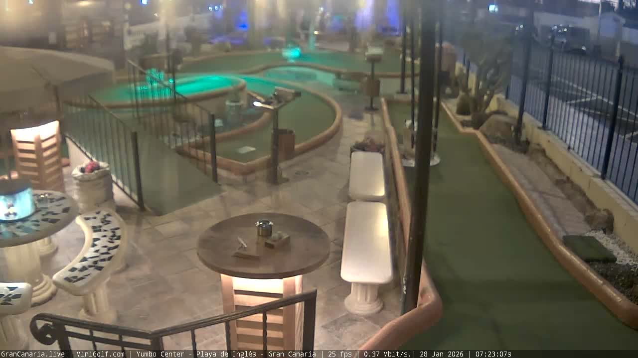 Gran Canaria, Yumbo Centrum Shopping Mall Mini Golf Field Live Cam - Playa del Inglés, San Bartolomé de Tirajana, Gran Canaria, Canary Islands (Canarias), Spain