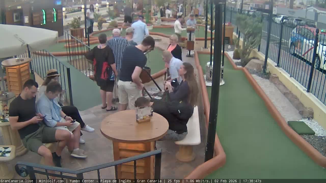 Gran Canaria, Yumbo Centrum Shopping Mall Mini Golf Field Live Cam - Playa del Inglés, San Bartolomé de Tirajana, Gran Canaria, Canary Islands (Canarias), Spain