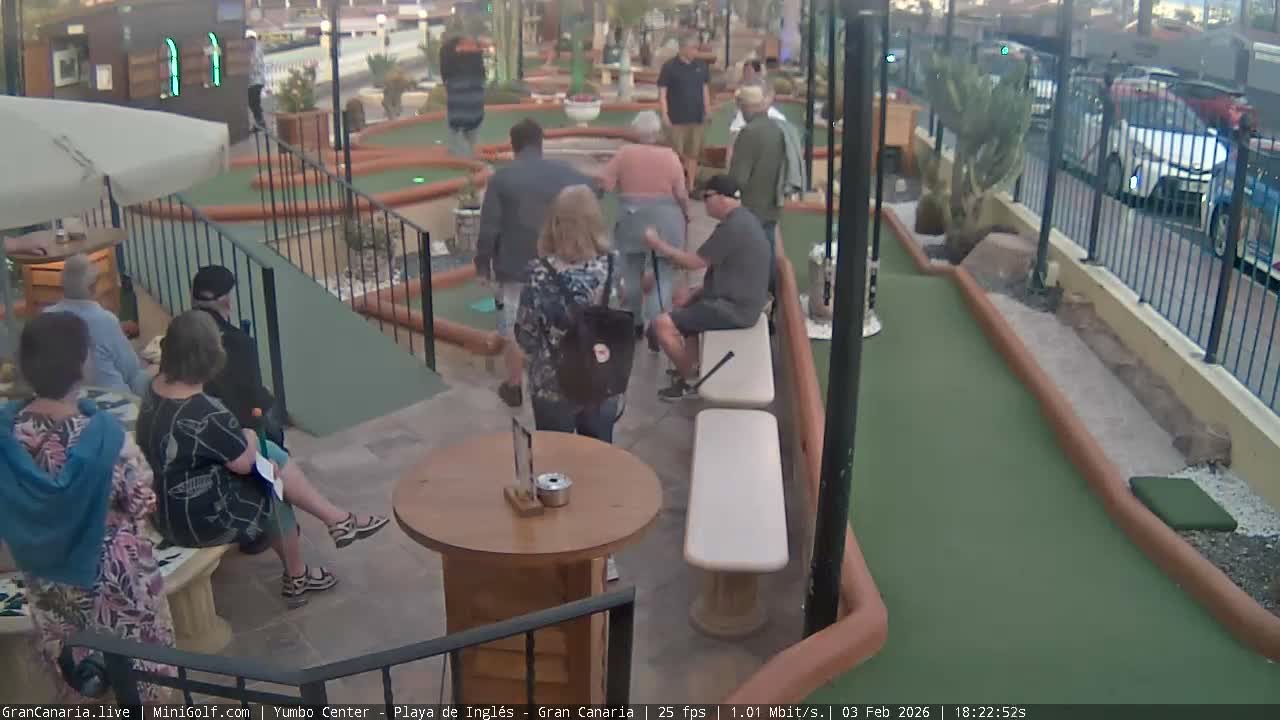 Gran Canaria, Yumbo Centrum Shopping Mall Mini Golf Field Live Cam - Playa del Inglés, San Bartolomé de Tirajana, Gran Canaria, Canary Islands (Canarias), Spain