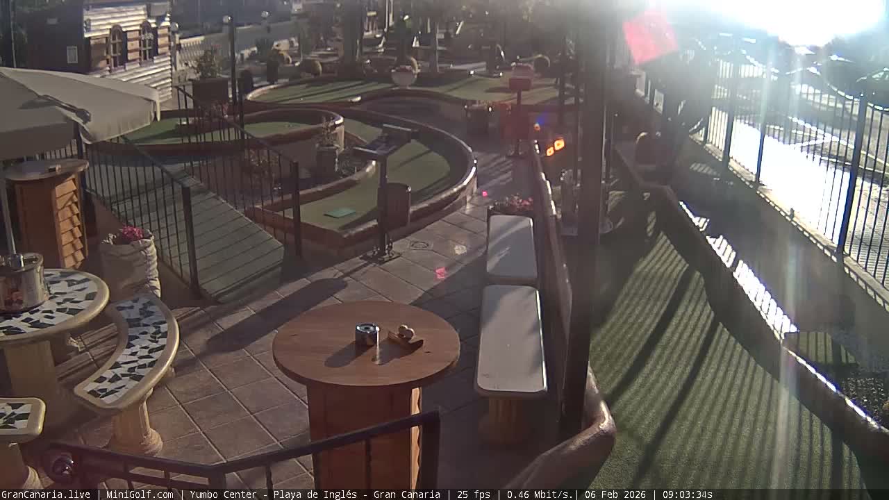 Gran Canaria, Yumbo Centrum Shopping Mall Mini Golf Field Live Cam - Playa del Inglés, San Bartolomé de Tirajana, Gran Canaria, Canary Islands (Canarias), Spain
