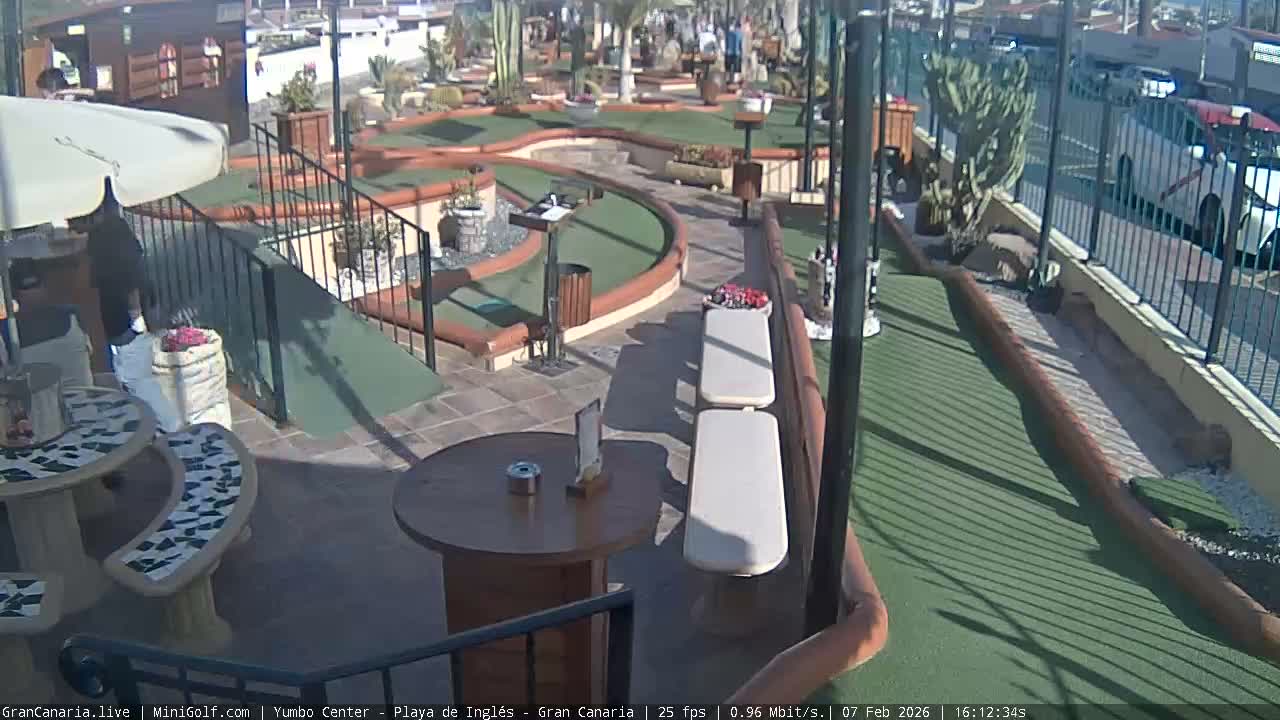 Gran Canaria, Yumbo Centrum Shopping Mall Mini Golf Field Live Cam - Playa del Inglés, San Bartolomé de Tirajana, Gran Canaria, Canary Islands (Canarias), Spain