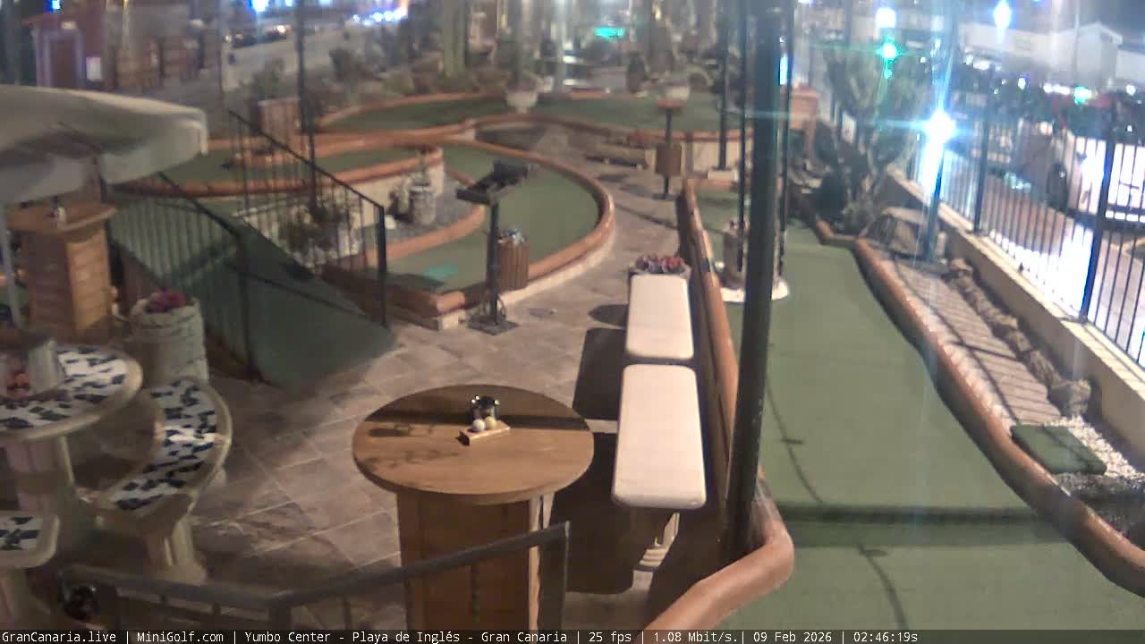 Gran Canaria, Yumbo Centrum Shopping Mall Mini Golf Field Live Cam - Playa del Inglés, San Bartolomé de Tirajana, Gran Canaria, Canary Islands (Canarias), Spain
