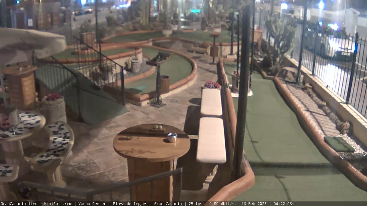 Gran Canaria, Yumbo Centrum Shopping Mall Mini Golf Field Live Cam - Playa del Inglés, San Bartolomé de Tirajana, Gran Canaria, Canary Islands (Canarias), Spain