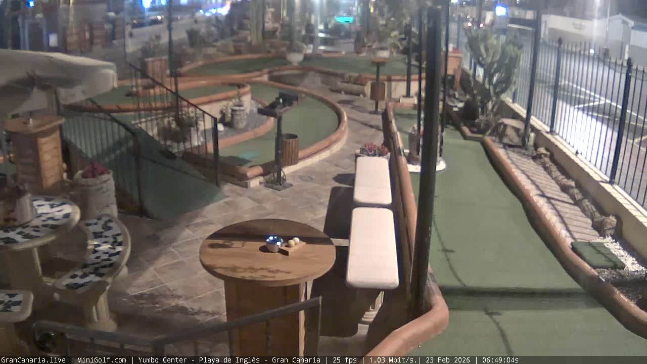 Gran Canaria, Yumbo Centrum Shopping Mall Mini Golf Field Live Cam - Playa del Inglés, San Bartolomé de Tirajana, Gran Canaria, Canary Islands (Canarias), Spain