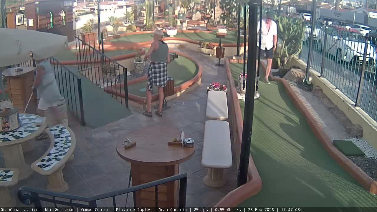 Gran Canaria, Yumbo Centrum Shopping Mall Mini Golf Field Live Cam - Playa del Inglés, San Bartolomé de Tirajana, Gran Canaria, Canary Islands (Canarias), Spain