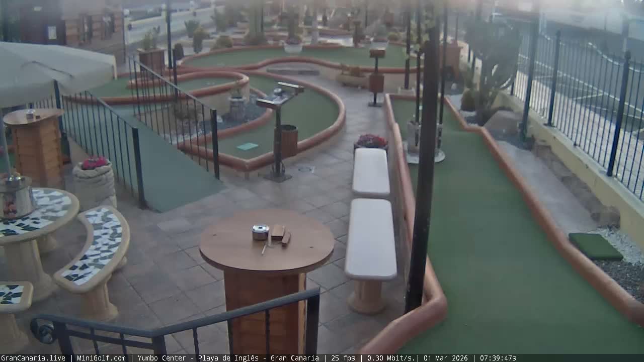 Gran Canaria, Yumbo Centrum Shopping Mall Mini Golf Field Live Cam - Playa del Inglés, San Bartolomé de Tirajana, Gran Canaria, Canary Islands (Canarias), Spain