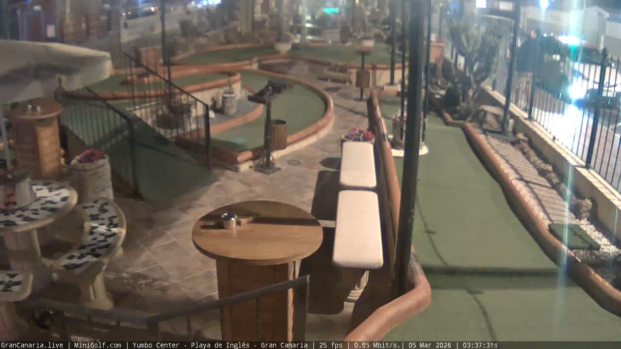 Gran Canaria, Yumbo Centrum Shopping Mall Mini Golf Field Live Cam - Playa del Inglés, San Bartolomé de Tirajana, Gran Canaria, Canary Islands (Canarias), Spain