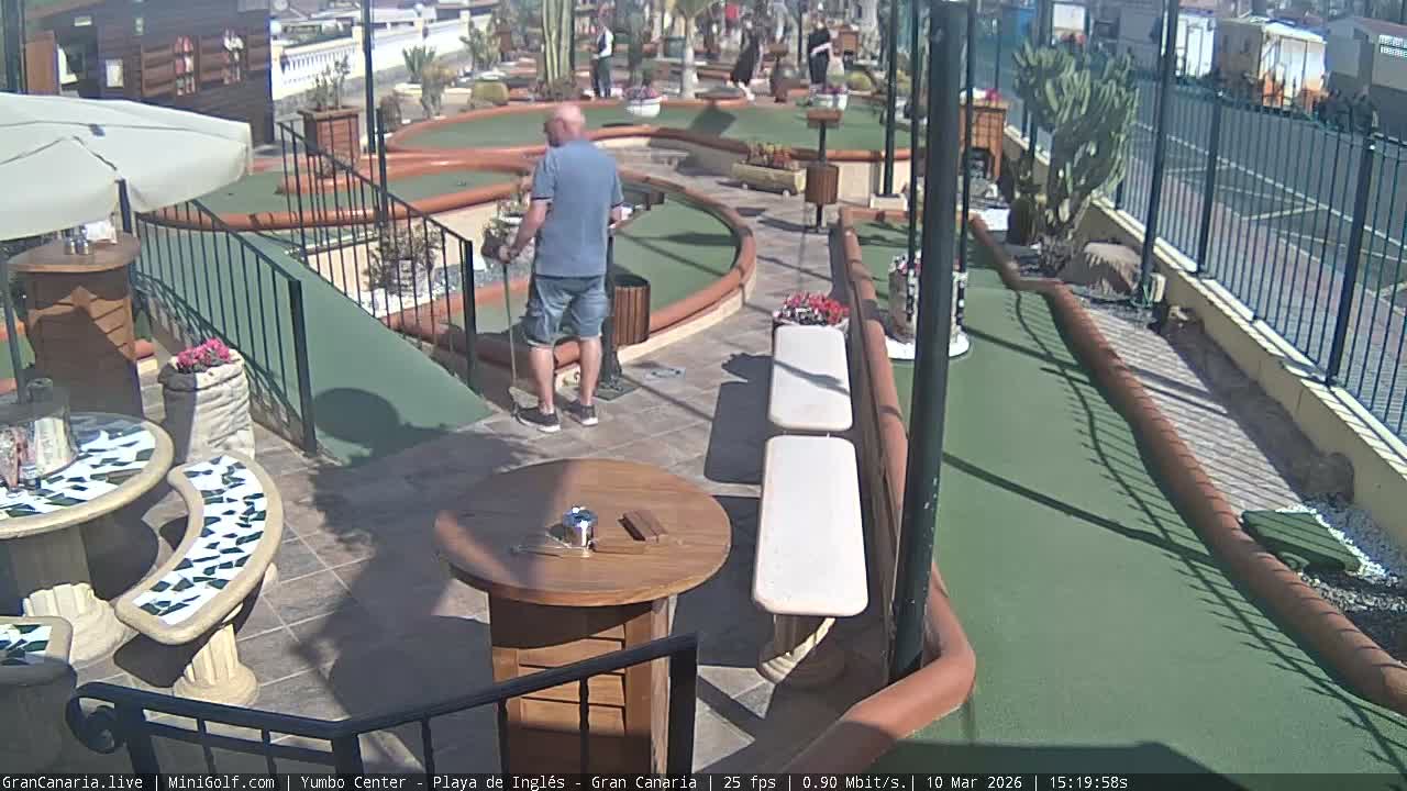 Gran Canaria, Yumbo Centrum Shopping Mall Mini Golf Field Live Cam - Playa del Inglés, San Bartolomé de Tirajana, Gran Canaria, Canary Islands (Canarias), Spain