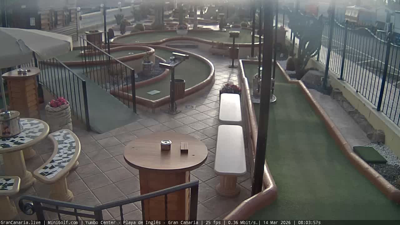 Gran Canaria, Yumbo Centrum Shopping Mall Mini Golf Field Live Cam - Playa del Inglés, San Bartolomé de Tirajana, Gran Canaria, Canary Islands (Canarias), Spain