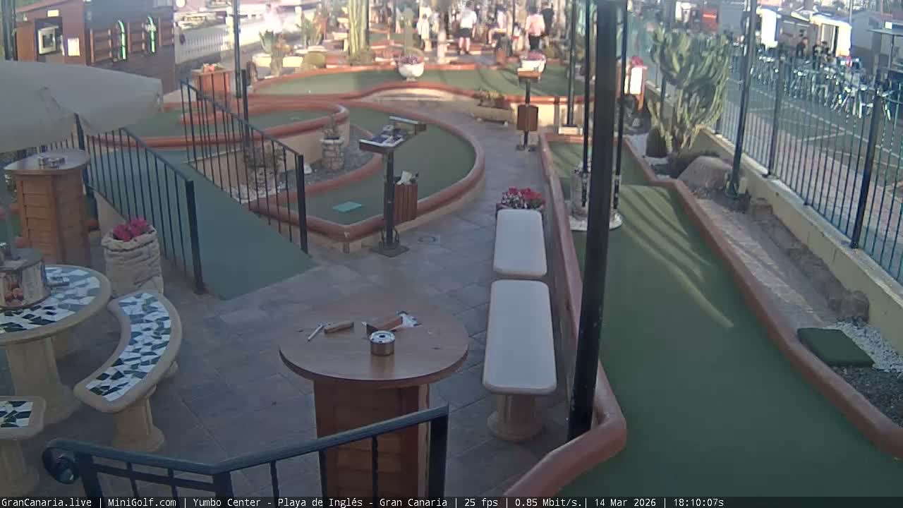 Gran Canaria, Yumbo Centrum Shopping Mall Mini Golf Field Live Cam - Playa del Inglés, San Bartolomé de Tirajana, Gran Canaria, Canary Islands (Canarias), Spain