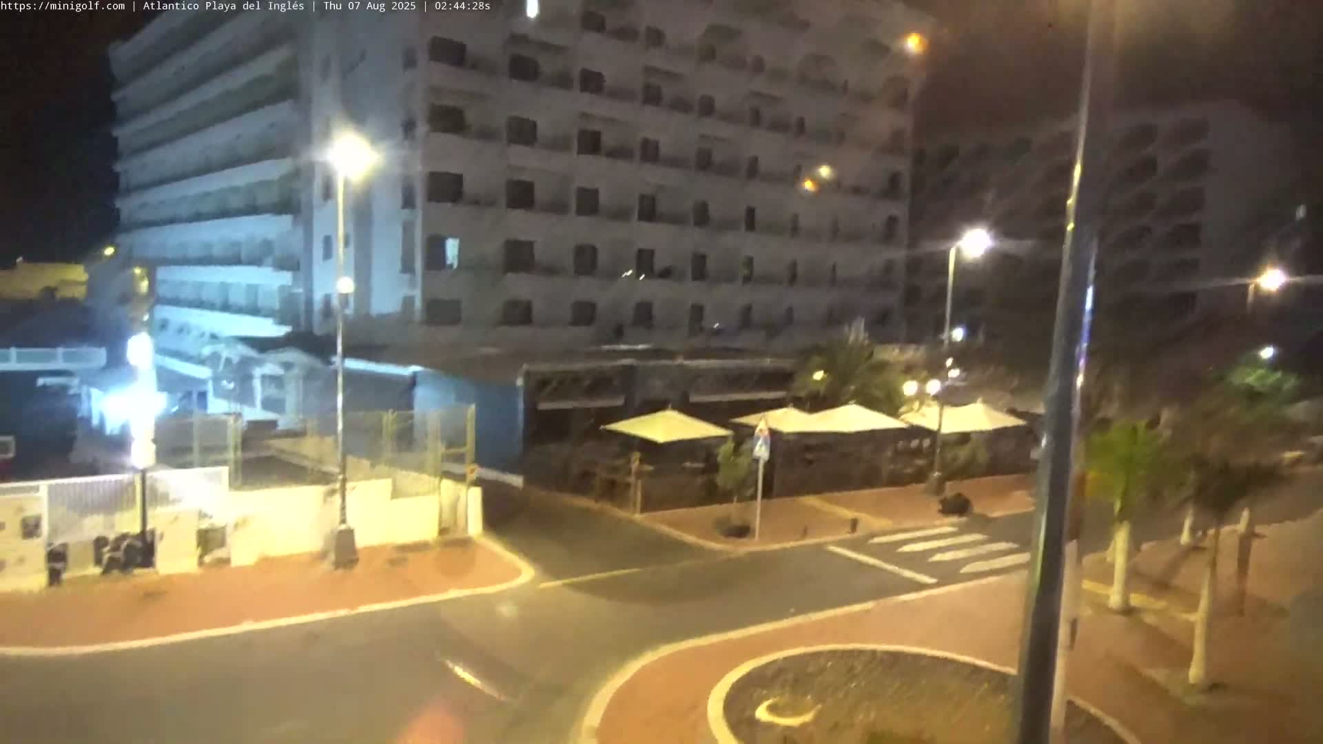 Gran Canaria, Playa del Ingles City & Atlantico Mini Golf Field Live Cam - Playa del Inglés, San Bartolomé de Tirajana, Gran Canaria, Canary Islands (Canarias), Spain