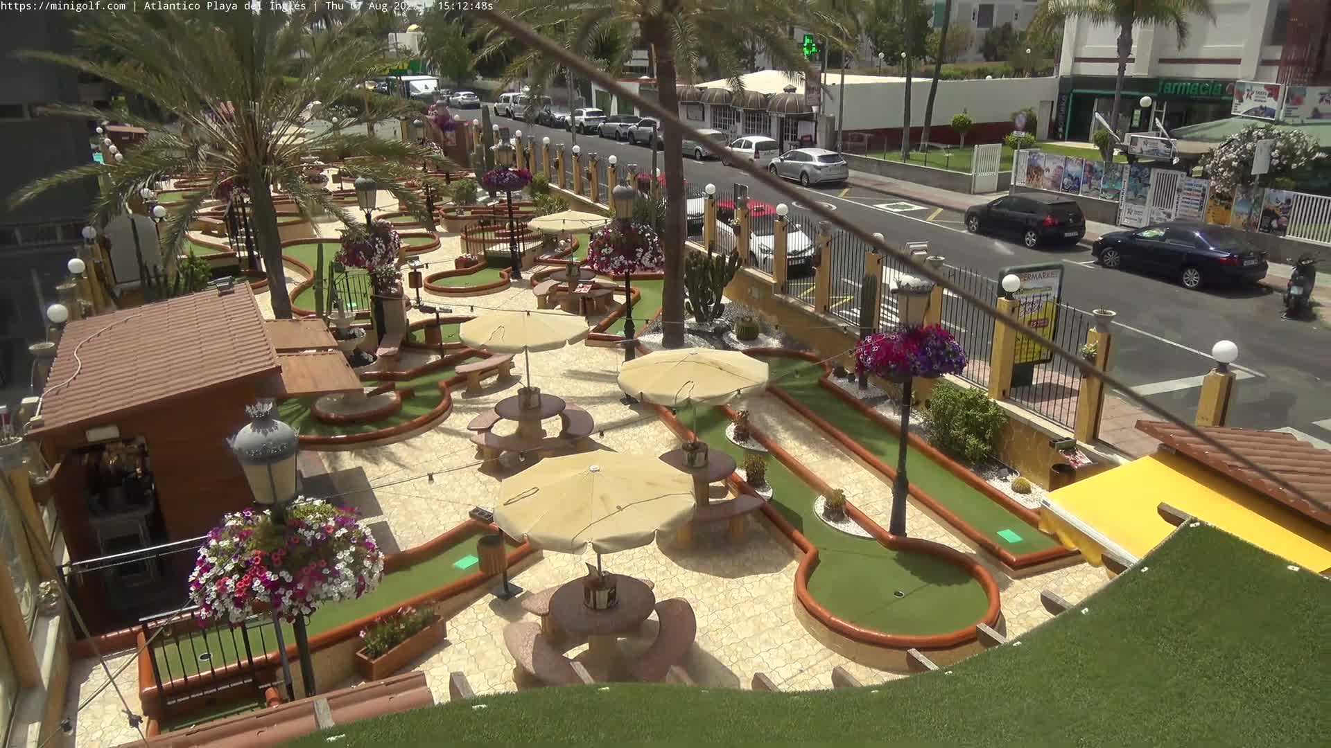 Gran Canaria, Playa del Ingles City & Atlantico Mini Golf Field Live Cam - Playa del Inglés, San Bartolomé de Tirajana, Gran Canaria, Canary Islands (Canarias), Spain