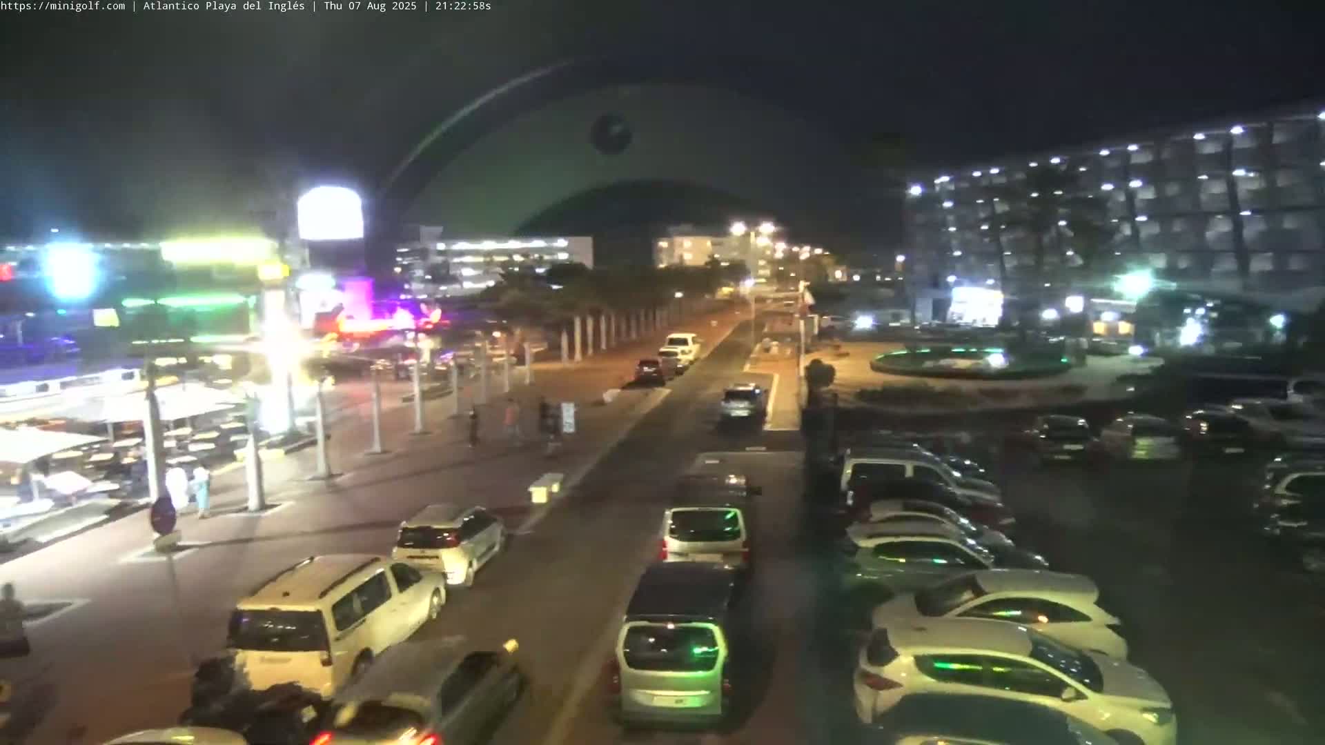 Gran Canaria, Playa del Ingles City & Atlantico Mini Golf Field Live Cam - Playa del Inglés, San Bartolomé de Tirajana, Gran Canaria, Canary Islands (Canarias), Spain