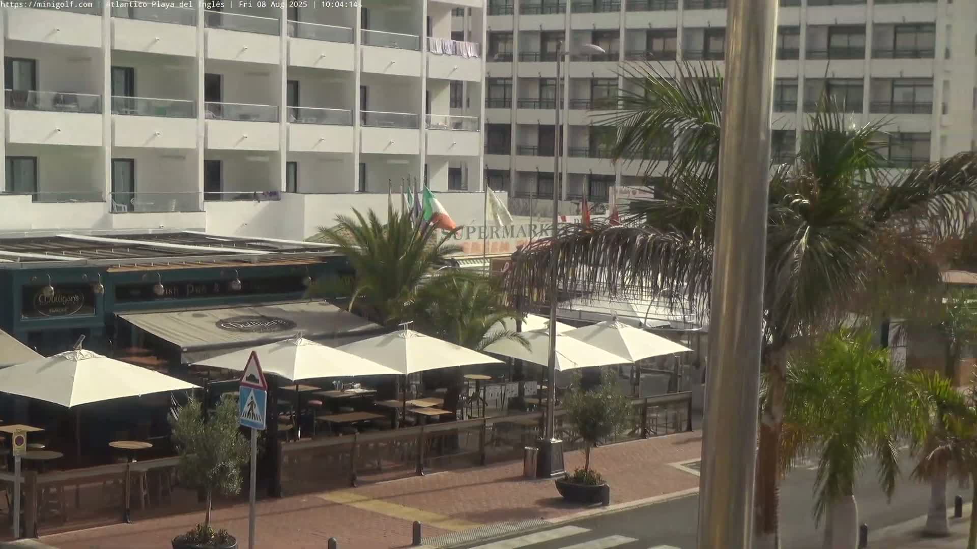 Gran Canaria, Playa del Ingles City & Atlantico Mini Golf Field Live Cam - Playa del Inglés, San Bartolomé de Tirajana, Gran Canaria, Canary Islands (Canarias), Spain