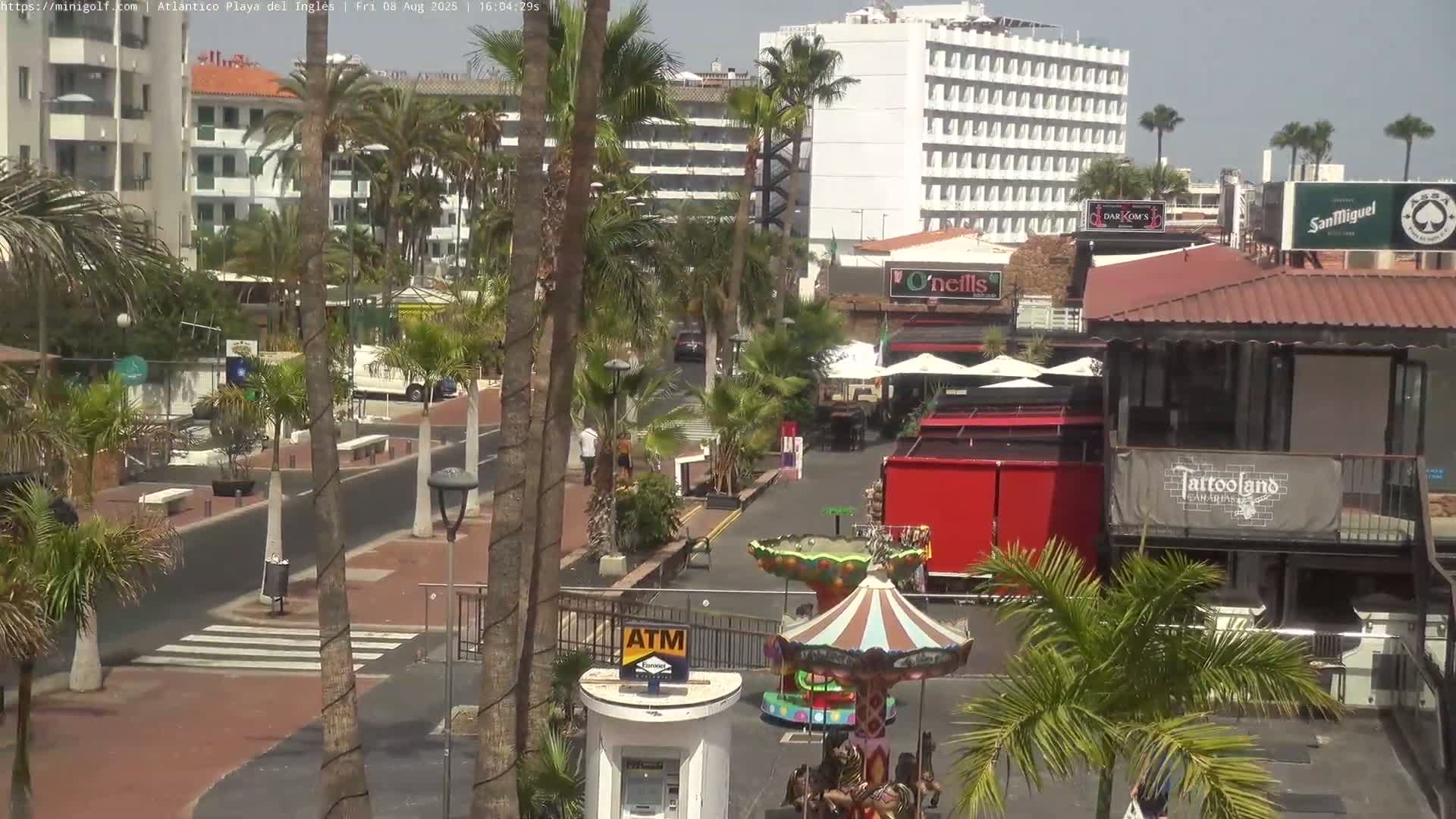 Gran Canaria, Playa del Ingles City & Atlantico Mini Golf Field Live Cam - Playa del Inglés, San Bartolomé de Tirajana, Gran Canaria, Canary Islands (Canarias), Spain