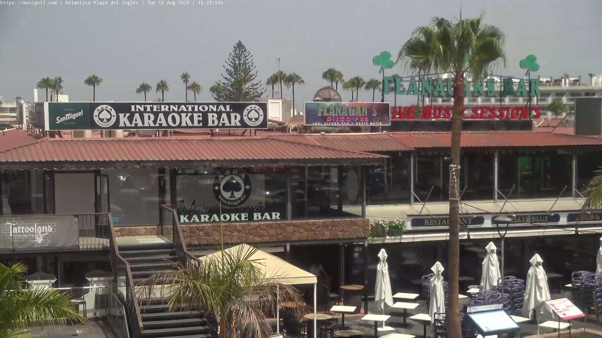 Gran Canaria, Playa del Ingles City & Atlantico Mini Golf Field Live Cam - Playa del Inglés, San Bartolomé de Tirajana, Gran Canaria, Canary Islands (Canarias), Spain