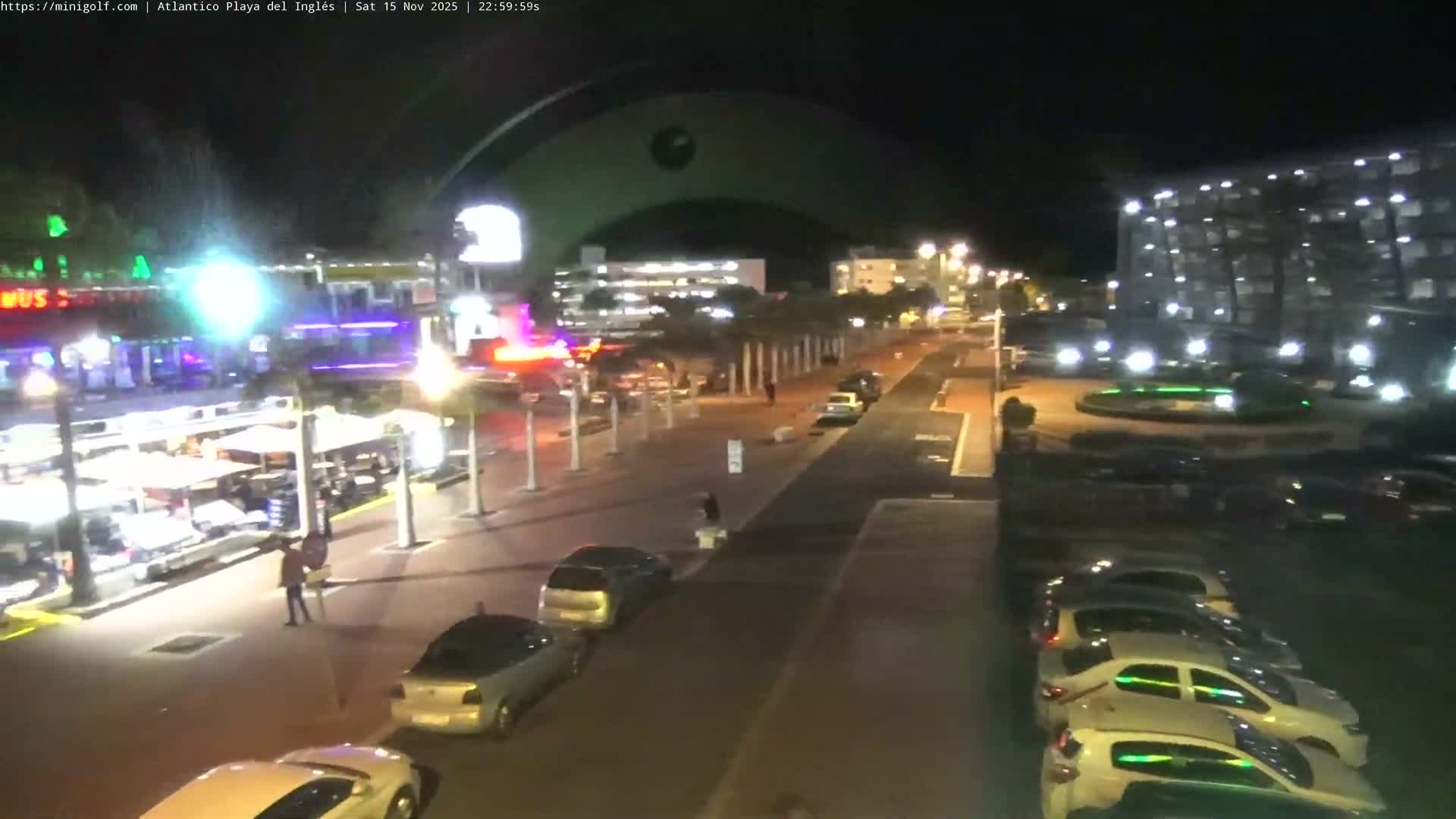 Gran Canaria, Playa del Ingles City & Atlantico Mini Golf Field Live Cam - Playa del Inglés, San Bartolomé de Tirajana, Gran Canaria, Canary Islands (Canarias), Spain