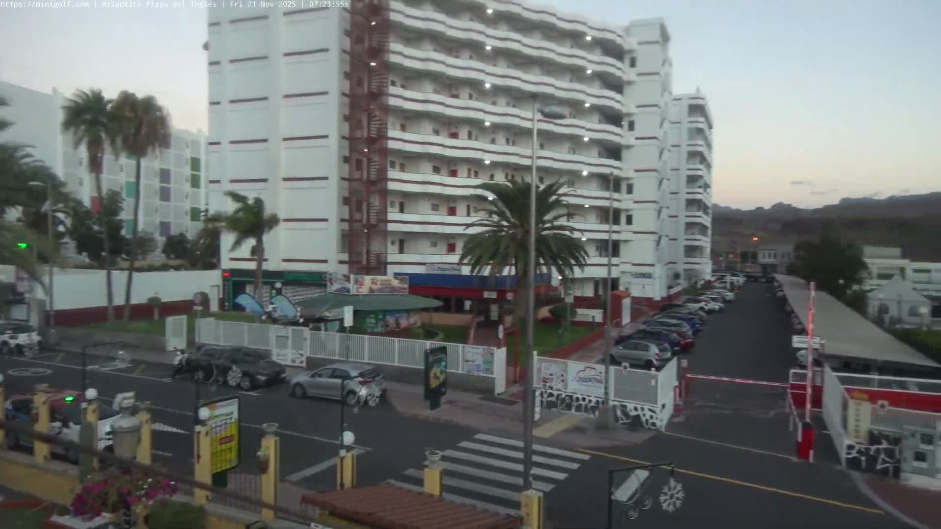 Gran Canaria, Playa del Ingles City & Atlantico Mini Golf Field Live Cam - Playa del Inglés, San Bartolomé de Tirajana, Gran Canaria, Canary Islands (Canarias), Spain