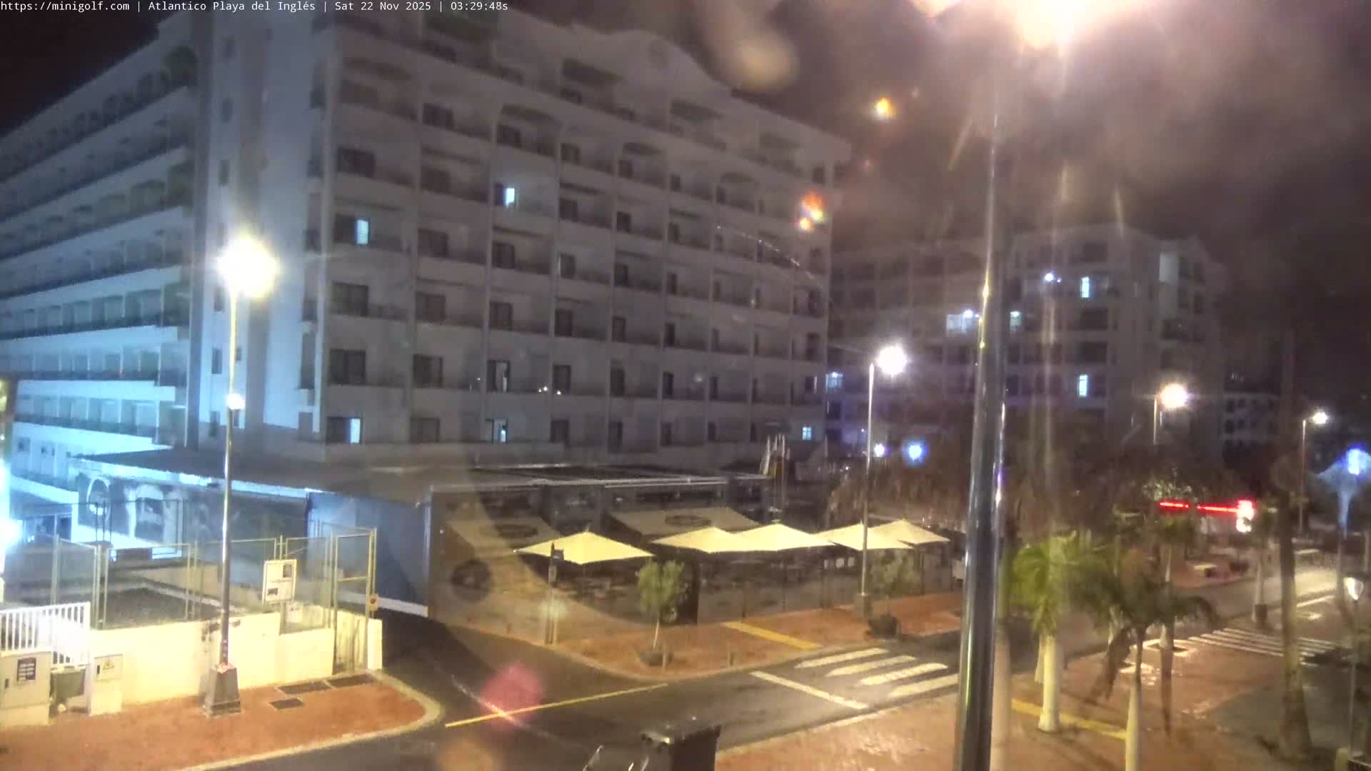 Gran Canaria, Playa del Ingles City & Atlantico Mini Golf Field Live Cam - Playa del Inglés, San Bartolomé de Tirajana, Gran Canaria, Canary Islands (Canarias), Spain