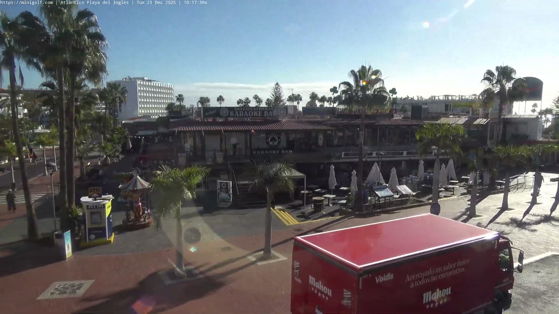 Gran Canaria, Playa del Ingles City & Atlantico Mini Golf Field Live Cam - Playa del Inglés, San Bartolomé de Tirajana, Gran Canaria, Canary Islands (Canarias), Spain