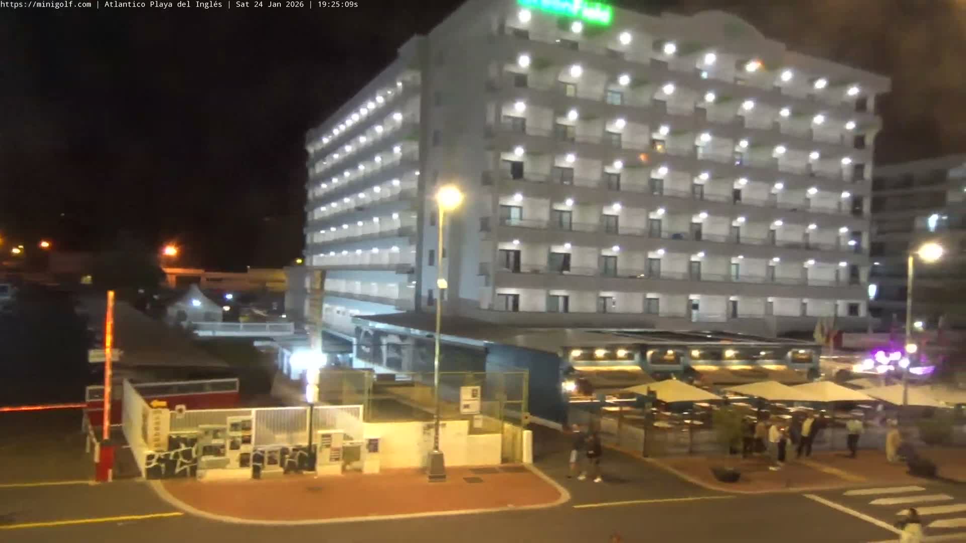 Gran Canaria, Playa del Ingles City & Atlantico Mini Golf Field Live Cam - Playa del Inglés, San Bartolomé de Tirajana, Gran Canaria, Canary Islands (Canarias), Spain