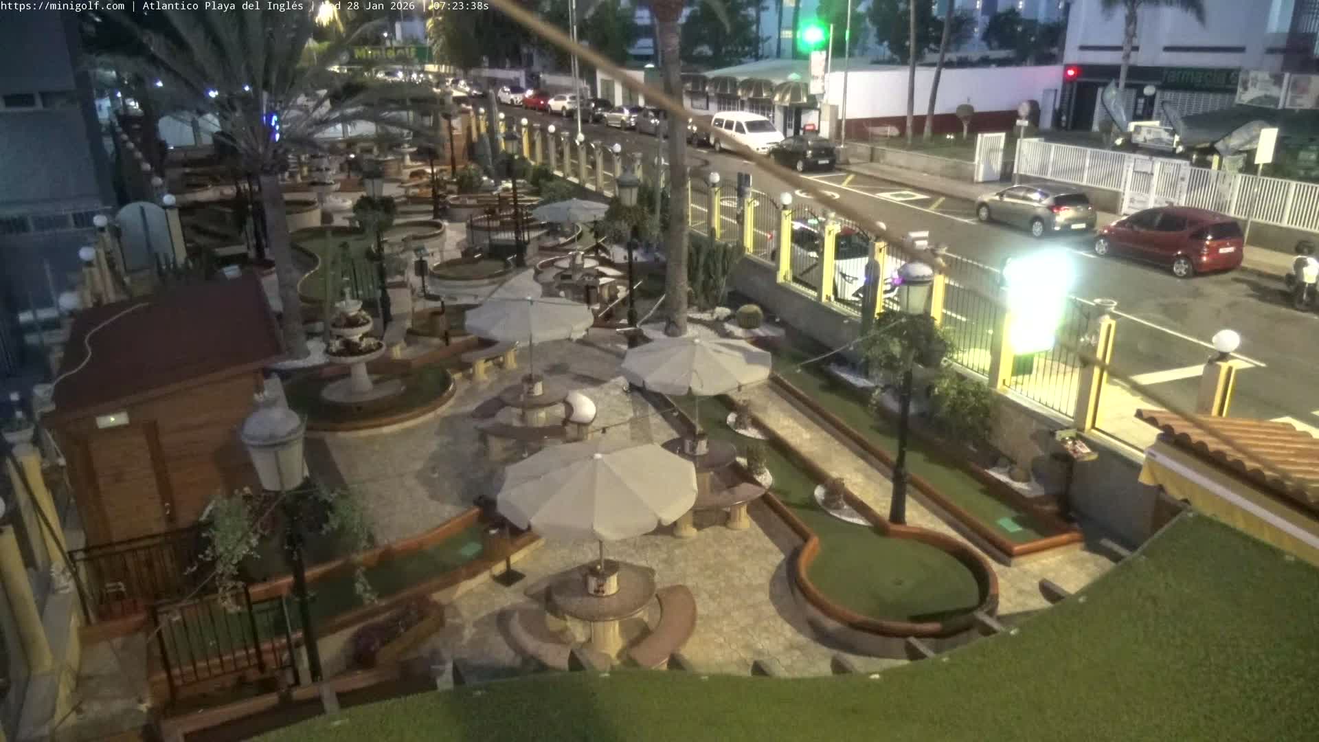 Gran Canaria, Playa del Ingles City & Atlantico Mini Golf Field Live Cam - Playa del Inglés, San Bartolomé de Tirajana, Gran Canaria, Canary Islands (Canarias), Spain