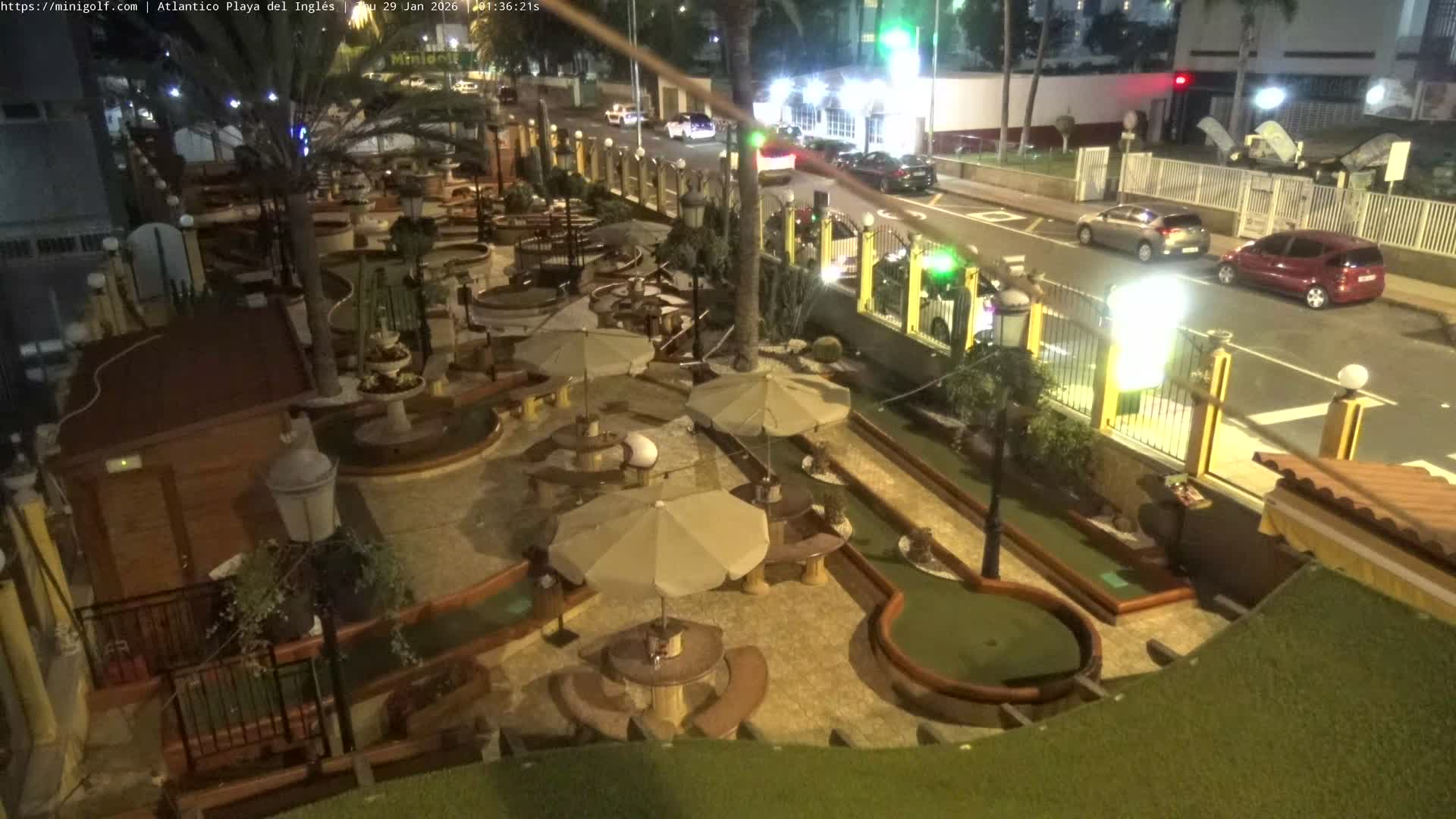 Gran Canaria, Playa del Ingles City & Atlantico Mini Golf Field Live Cam - Playa del Inglés, San Bartolomé de Tirajana, Gran Canaria, Canary Islands (Canarias), Spain