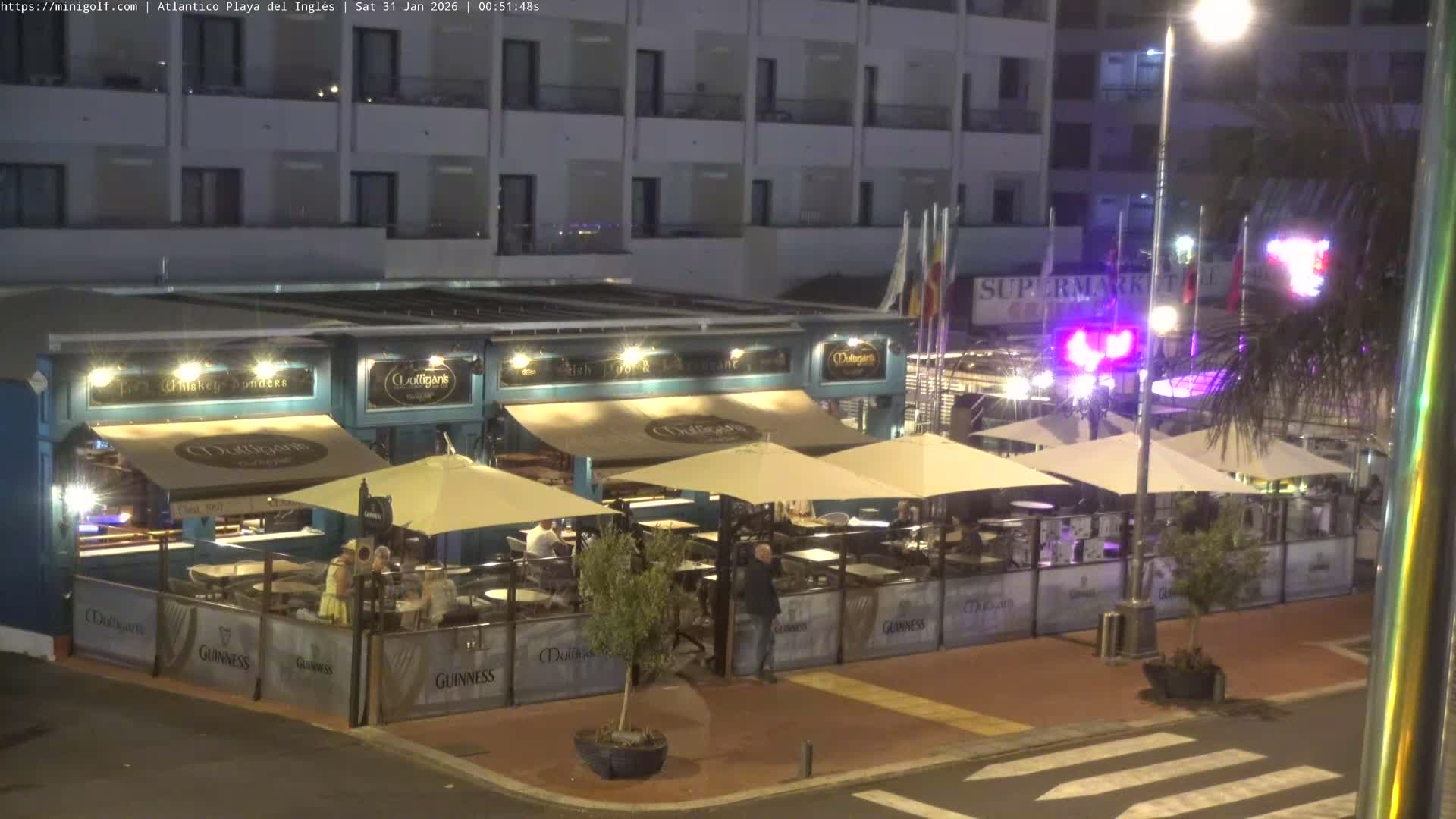 Gran Canaria, Playa del Ingles City & Atlantico Mini Golf Field Live Cam - Playa del Inglés, San Bartolomé de Tirajana, Gran Canaria, Canary Islands (Canarias), Spain