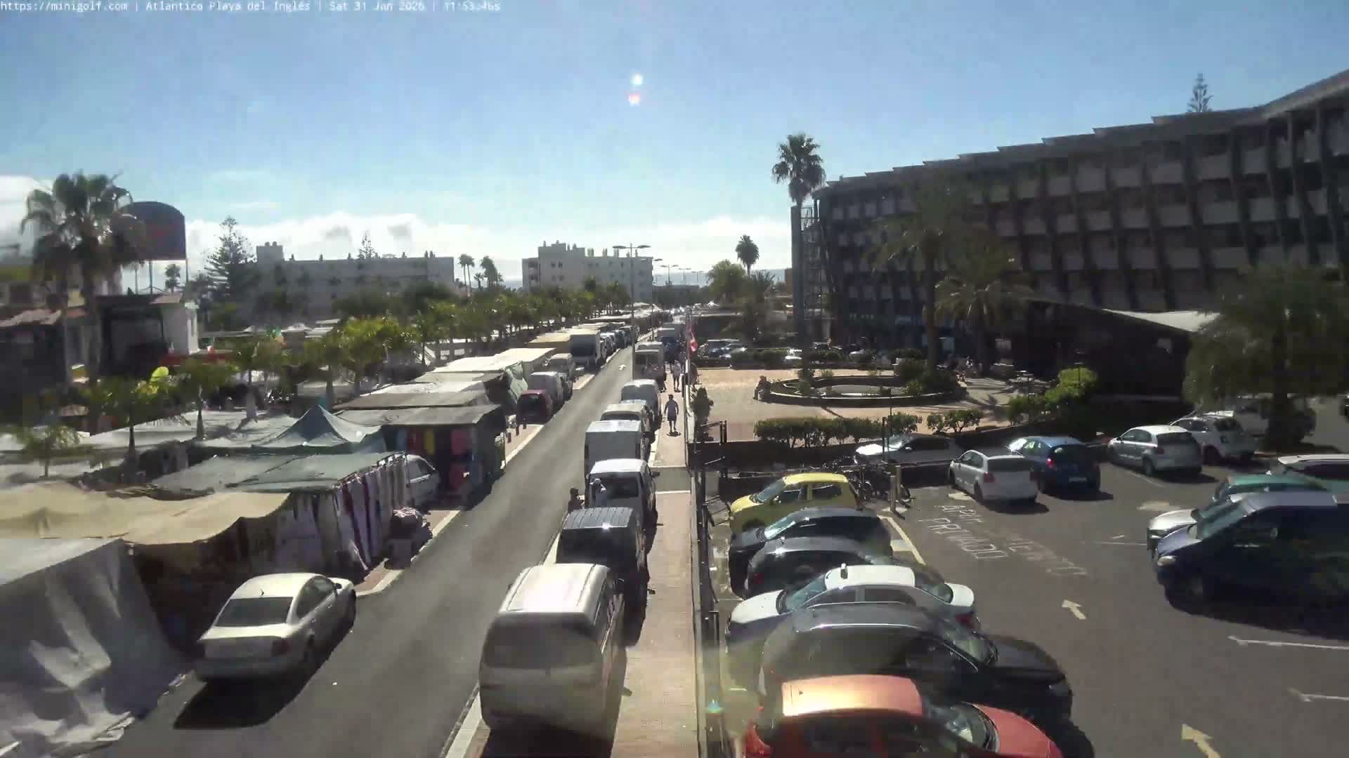 Gran Canaria, Playa del Ingles City & Atlantico Mini Golf Field Live Cam - Playa del Inglés, San Bartolomé de Tirajana, Gran Canaria, Canary Islands (Canarias), Spain
