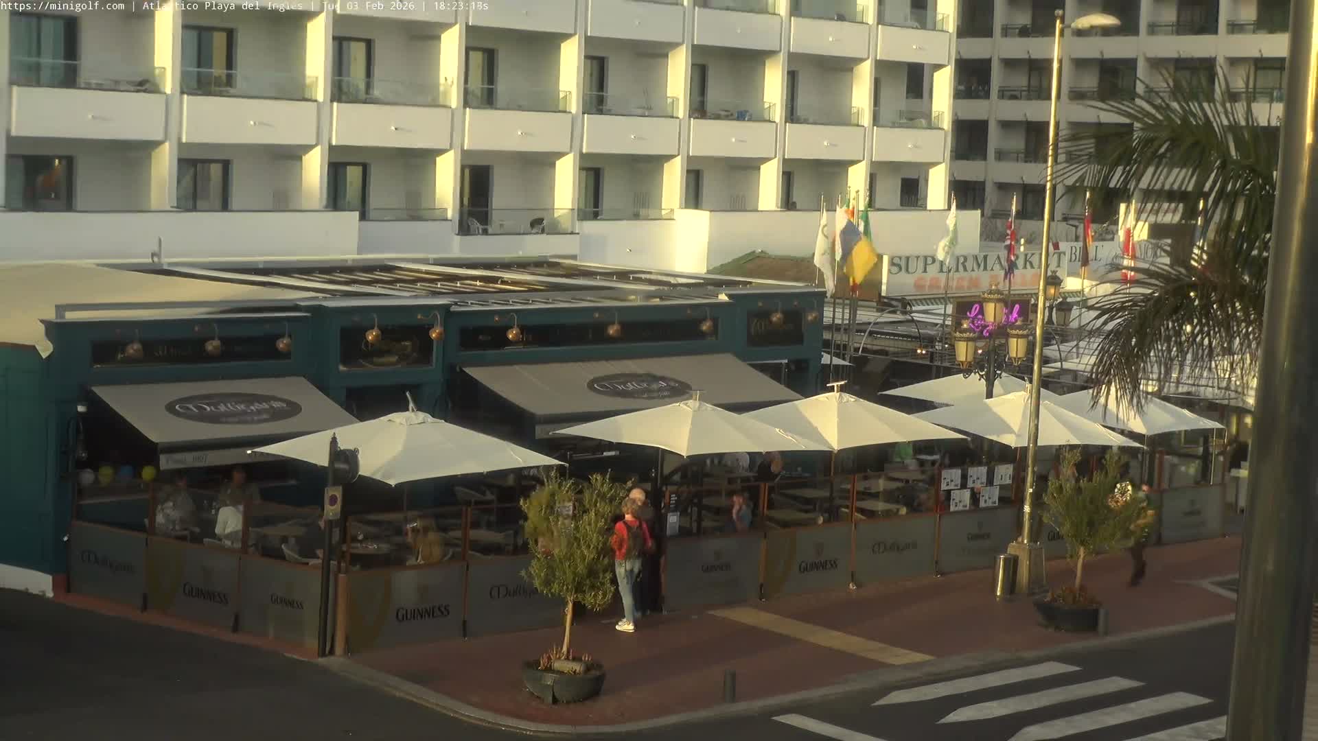 Gran Canaria, Playa del Ingles City & Atlantico Mini Golf Field Live Cam - Playa del Inglés, San Bartolomé de Tirajana, Gran Canaria, Canary Islands (Canarias), Spain