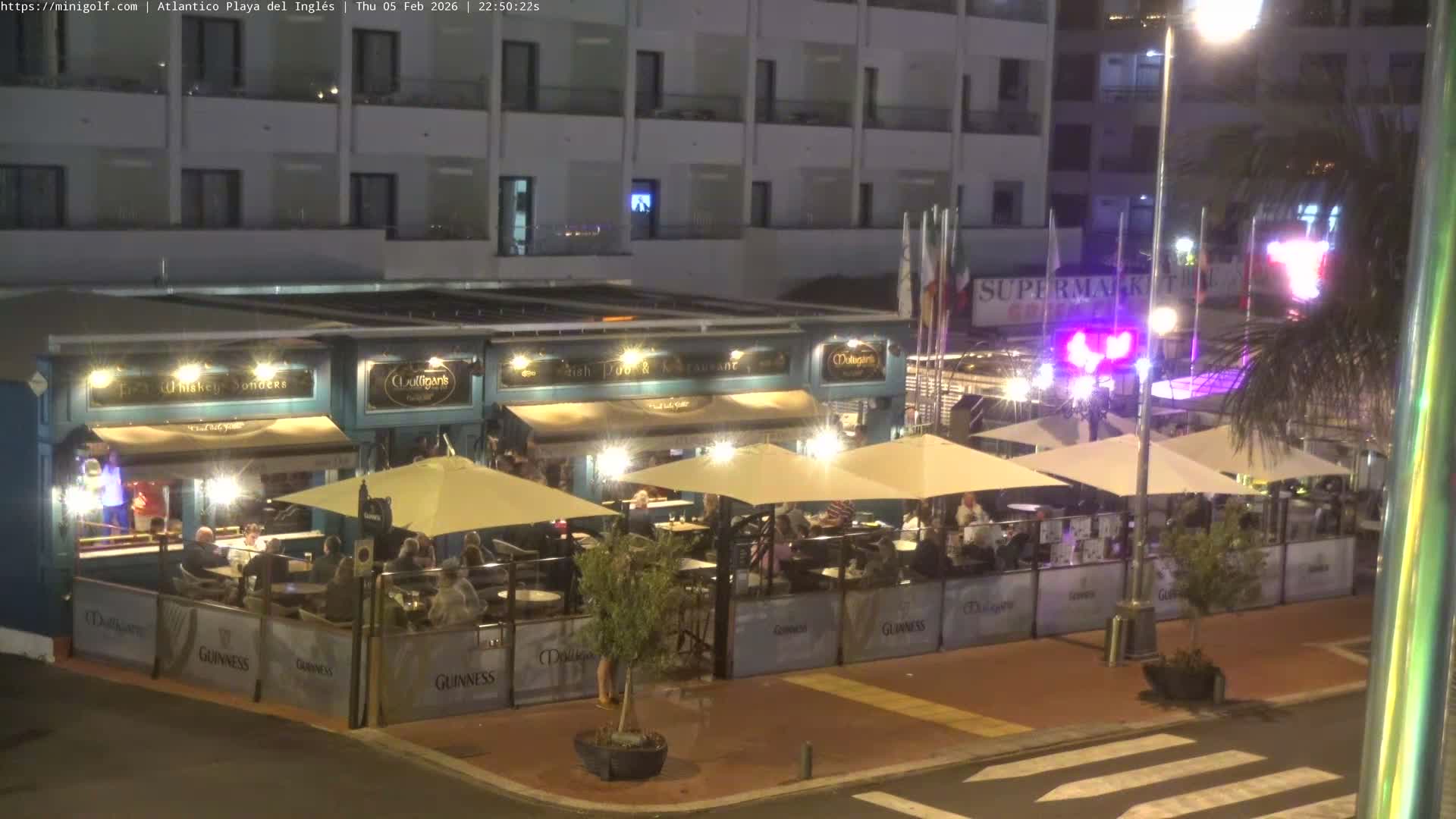 Gran Canaria, Playa del Ingles City & Atlantico Mini Golf Field Live Cam - Playa del Inglés, San Bartolomé de Tirajana, Gran Canaria, Canary Islands (Canarias), Spain