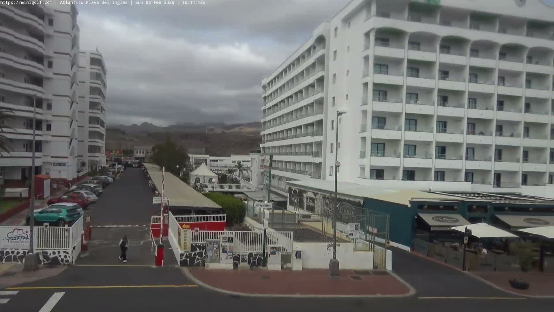 Gran Canaria, Playa del Ingles City & Atlantico Mini Golf Field Live Cam - Playa del Inglés, San Bartolomé de Tirajana, Gran Canaria, Canary Islands (Canarias), Spain