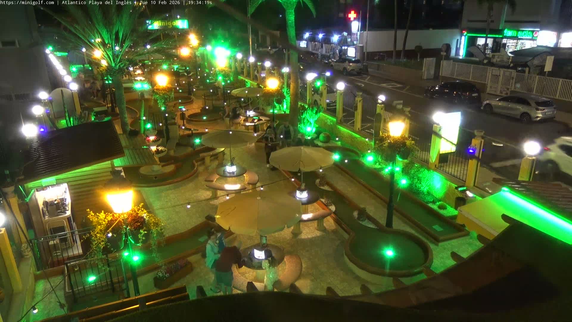 Gran Canaria, Playa del Ingles City & Atlantico Mini Golf Field Live Cam - Playa del Inglés, San Bartolomé de Tirajana, Gran Canaria, Canary Islands (Canarias), Spain