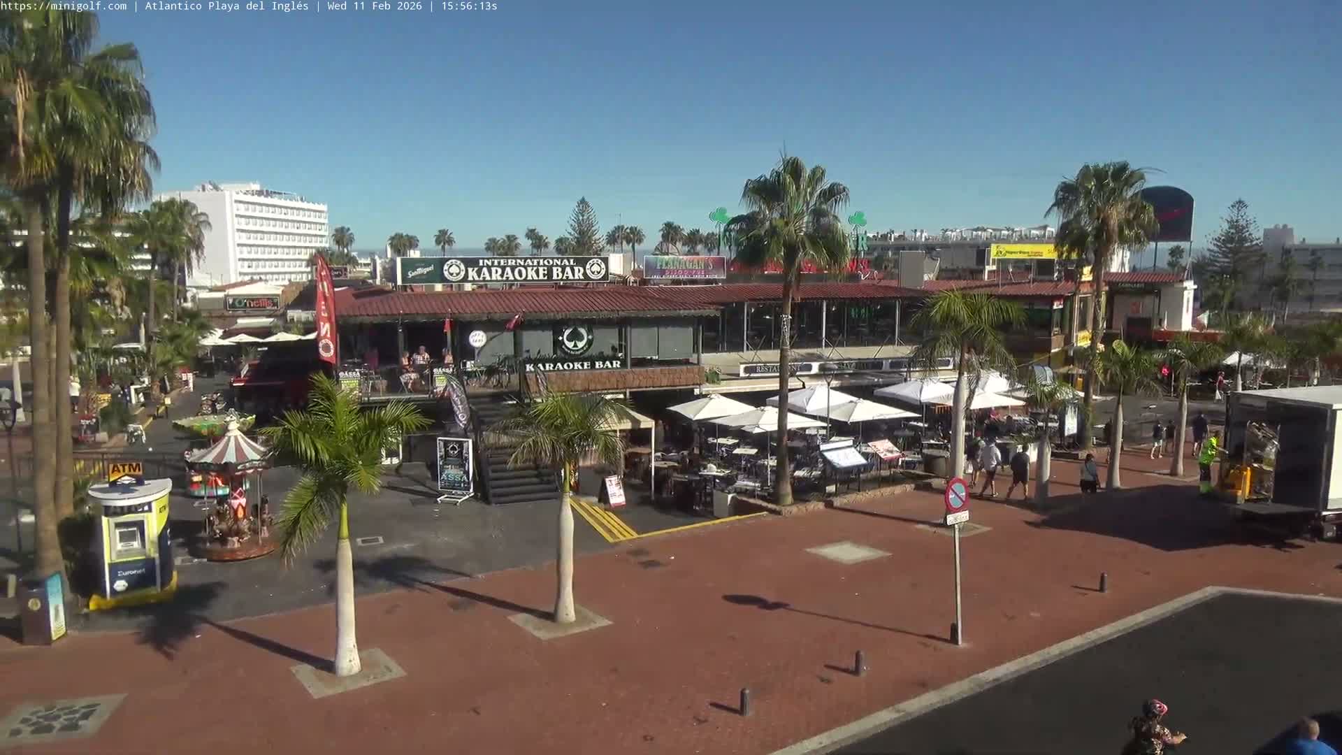 Gran Canaria, Playa del Ingles City & Atlantico Mini Golf Field Live Cam - Playa del Inglés, San Bartolomé de Tirajana, Gran Canaria, Canary Islands (Canarias), Spain
