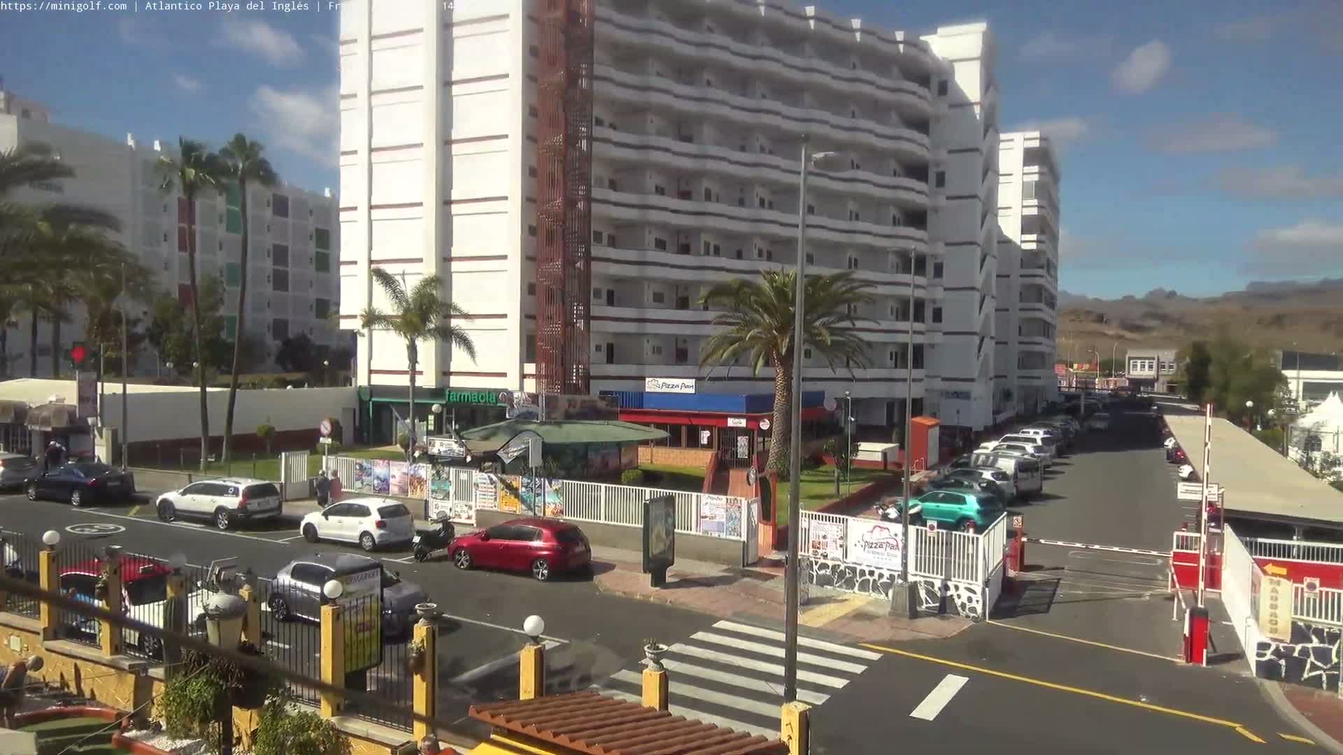 Gran Canaria, Playa del Ingles City & Atlantico Mini Golf Field Live Cam - Playa del Inglés, San Bartolomé de Tirajana, Gran Canaria, Canary Islands (Canarias), Spain